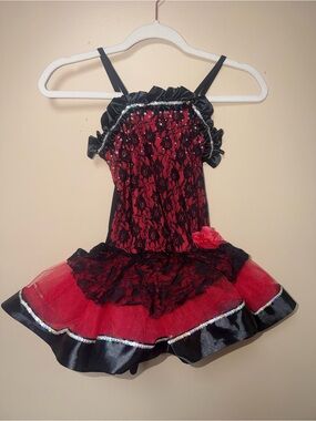 Red and Black Lace Tutu Dress for Kids - Dance Costume